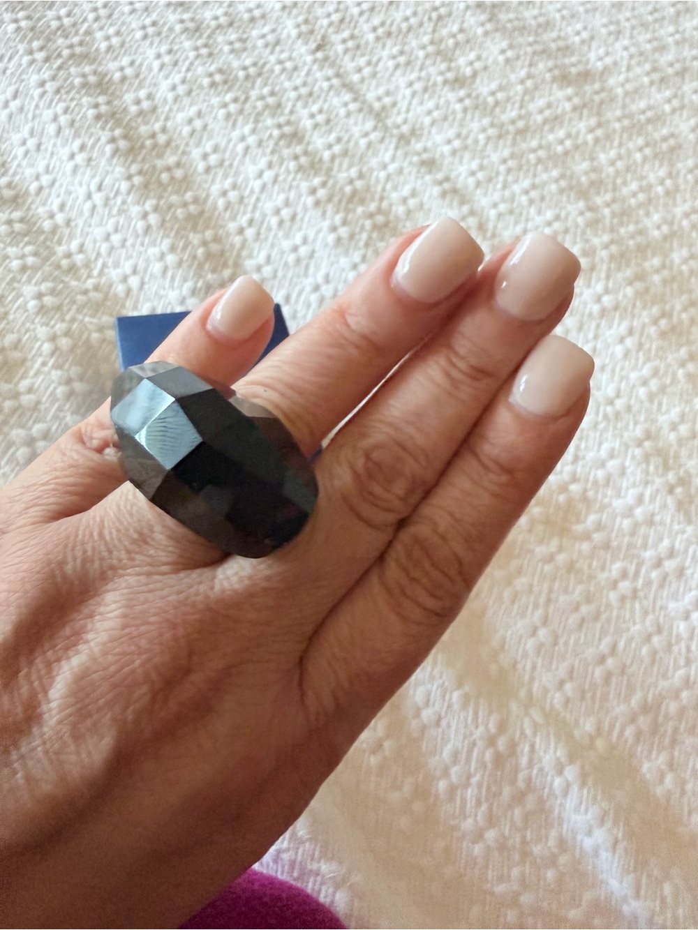 Swarovski Faceted Dark Gray Crystal Statement Ring - Picture 3 of 14